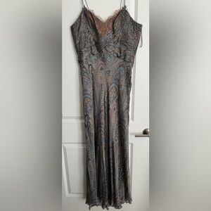Badgley Mischka Silk Paisley Print Gown Dress Size 10